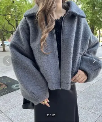 파라비온 지퍼 숏 블루종 그레이