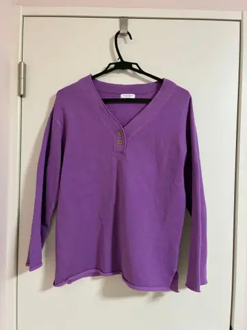 BEAUTY&YOUTH 퍼플 V넥 긴팔 상의
