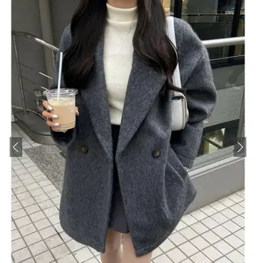 시착만 한 상품 GRL 샤기 테일러 코트 차콜 프리 사이즈