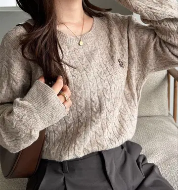 [ U.S. POLO ASSN. ] 원 포인트 케이블 니트