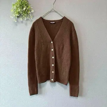 브레라돈 F 고급 내추럴 가을 울 블렌드 리브 니트 가디건