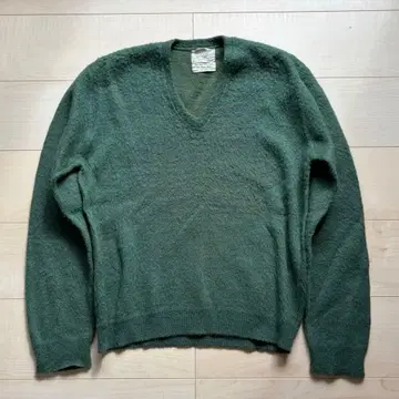 60s glenBrae 모헤어 v넥 모헤어 스웨터 그린 계열