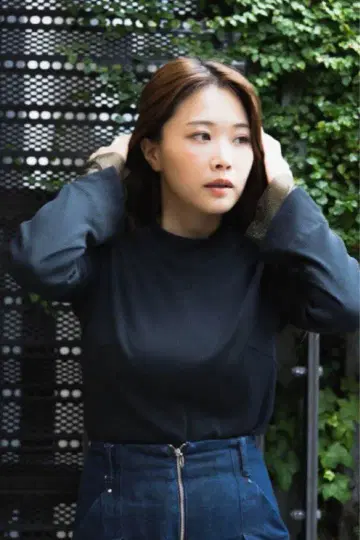 ayakoi 라메 튤 리브 상의 블랙 M 사이즈