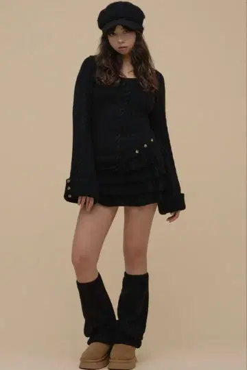 andmary Leia frill set up black