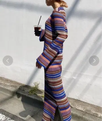 새상품급 아메리빈티지 MULTI BORDER KNIT DRESS