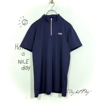 FILA 휠라 하프 지퍼 반팔 셔츠 네이비 컬러 XL 스포츠
