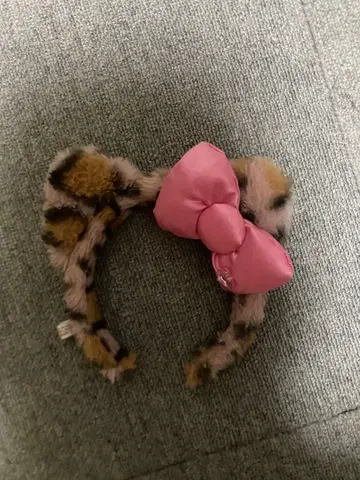 레오파드 무늬 리본 머리띠