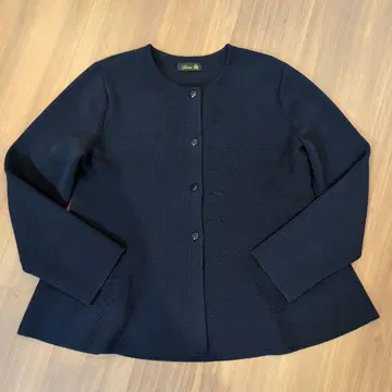 드로어 크루넥 코튼 니트 자켓 네이비