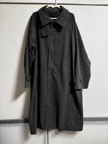 CLEL 체크 무늬 스텐카라 코트