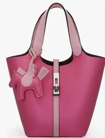 핑크 토트백 내부 포켓 참 포함