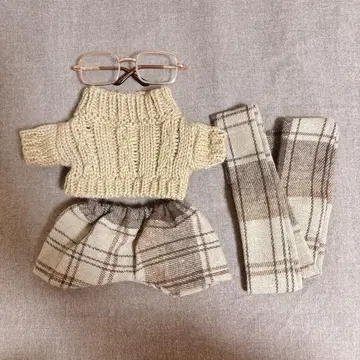 20cm 봉제 인형 옷, 옷, 옷 갈아입기 옷, 겨울 상품, 체크 무늬