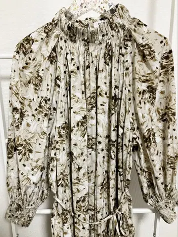 프레이 아이디 개더 하이넥 프린트 원피스