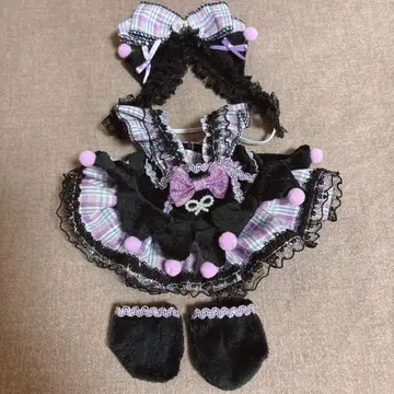 20cm 봉제 인형 의류, 옷 프릴 드레스 블랙 보라색