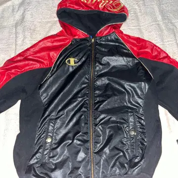 Champion 후드 부착 후드티 레드/블랙