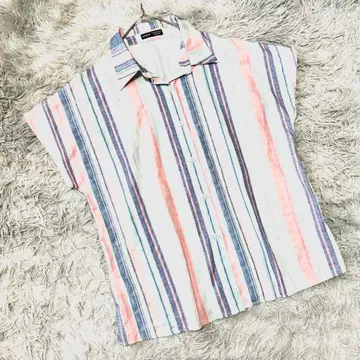 [SHEIN] 스트라이프 오버사이즈 셔츠 (L) 프렌치 슬리브 성인 여성