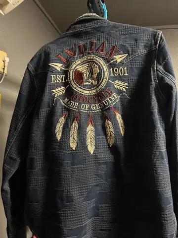 Indian Motorcycle 자수 데님 자켓 M 사이즈