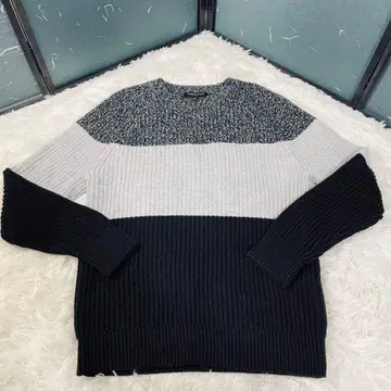 BANANA REPUBLIC 삼색 보더 니트 스웨터 M 미사용 택 포함