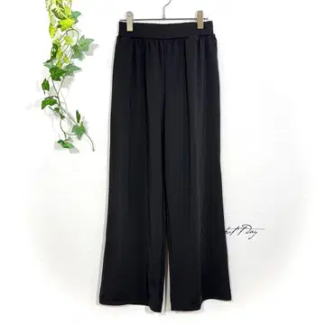 Vida & Vida 스무스 소재 와이드 팬츠 M 블랙 스트레치