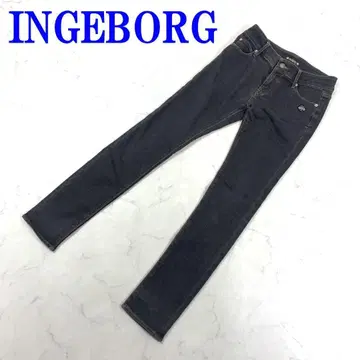 잉게보그 스키니 데님 블랙 청바지 로고 마크 9 C3556