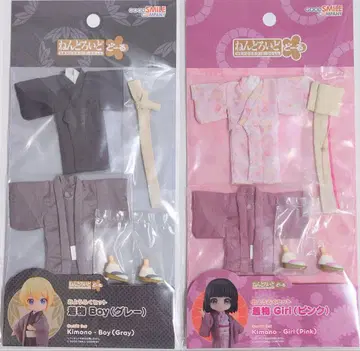 넨도로이드돌 의상 세트 기모노 Boy 그레이, Girl 핑크 [미개봉]