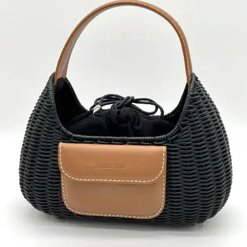 [ 새상품급 ] PAULEKA 핸드백 바스켓백 라탄 가죽 블랙