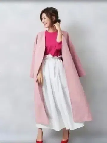 오블리 새상품급 핑크 울 코트