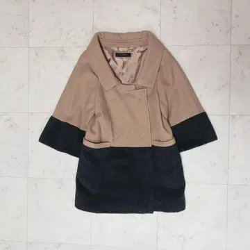 [ SACRA ] 사쿠라 알파카 A라인 2way 바이컬러 울 코트