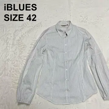 이 블루스 스트라이프 블라우스 와이셔츠 소매 절개 소매 밴딩 긴팔 427