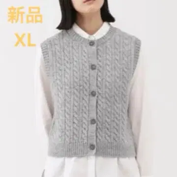 MUJI 안데스 울을 사용한 베스트 여성 XL 그레이