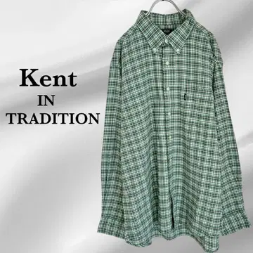 [켄트 인 트래디션] 셔츠 긴팔 [3L] 그린 체크 빅사이즈