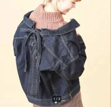 후즈후 치코 백리본 레이스업 데님 자켓