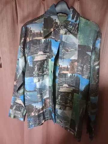 빈티지 J.C.Penny 풍경 프린트 폴리 셔츠 S 사이즈