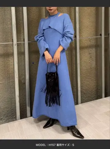 AMERI 롱 원피스 블루