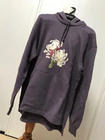 카네코 이사오 국화 프린트 후드 부착 후드티 보라색 계열