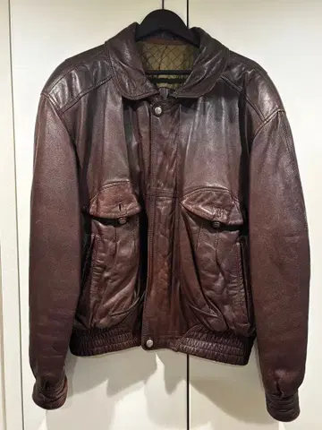 브라운 가죽 퀼팅 자켓