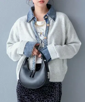 니트 데님 가디건 (다크 브라운, 오트밀, 블랙)