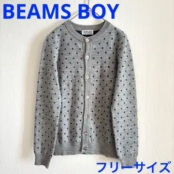 빔즈 보이 도트 무늬 니트 가디건 그레이 x 네이비 프리 사이즈