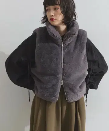 래빗풍 에코 퍼 W 지퍼 스탠드 베스트 퍼 베스트 / 3color