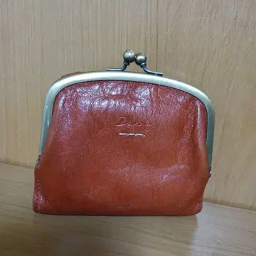 브라운 가죽 가마구치 접이식 지갑