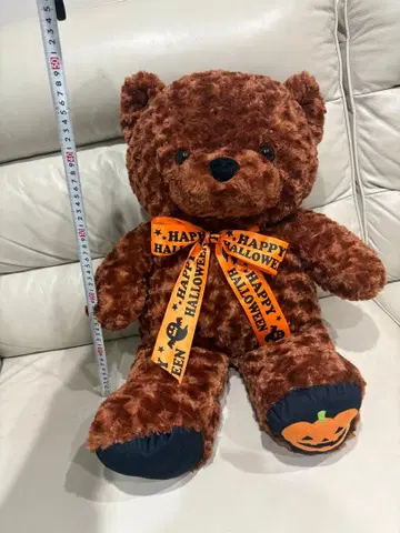 할로윈 리본 포함 브라운 봉제 인형 약 60cm