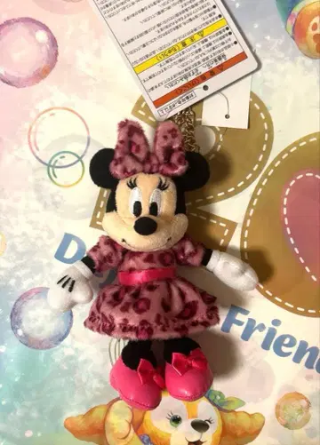 디즈니 미니 봉제 인형 참 레오파드 무늬 핑크