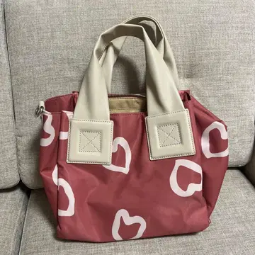 하트 무늬 핑크 토트백