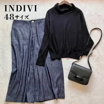INDIVI 빅 사이즈 48 모크넥 블랙 상의 4XL 5L 루즈핏