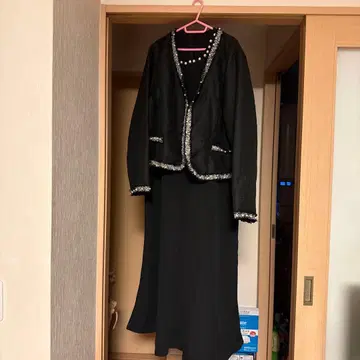 블랙 자켓과 드레스 세트 빅 사이즈 3XL