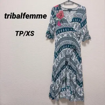 tribalfemme [ TP/XS ] 꽃무늬 플레어 슬리브 드레스