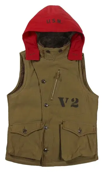 프리휠러스 윈터 에비에이터 베스트 다크 카키 베이지 x 레드