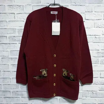 미사용품 [ tomatsu ] 토마츠 강아지 디자인 울 니트 가디건