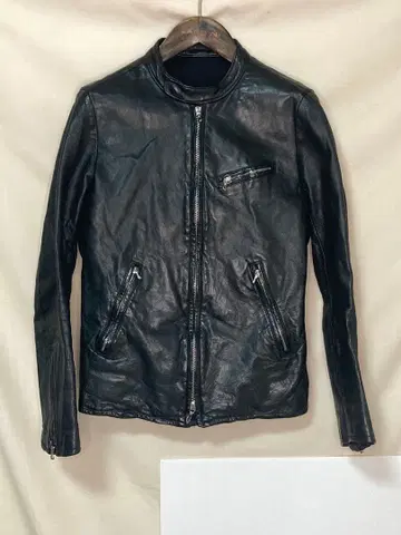 리치움옴 블랙 가죽 싱글 라이더 자켓