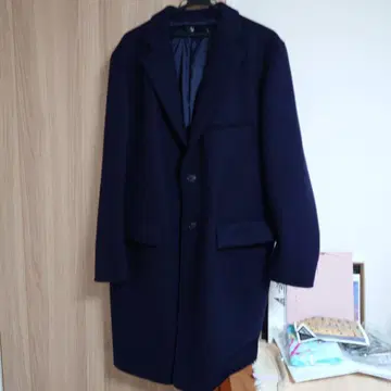 유니클로+J 울 블렌드 체스터 코트 XL 네이비