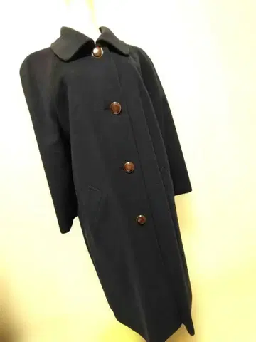 세련되고 귀여운 캐시미어 100% 롱 코트 네이비